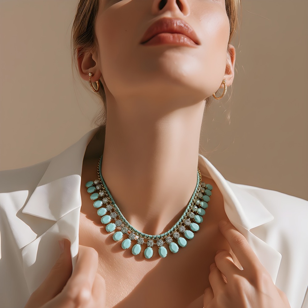 Mint Green Rhinestone Necklace